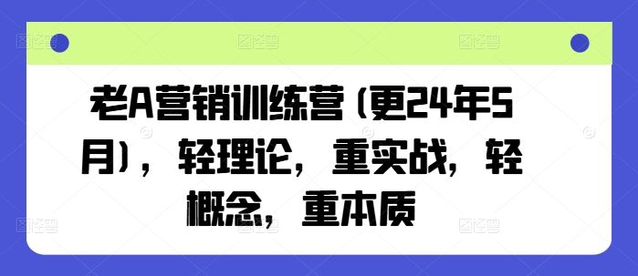 老A营销训练营(更25年10月),轻理论,重实战,轻概念,重本质