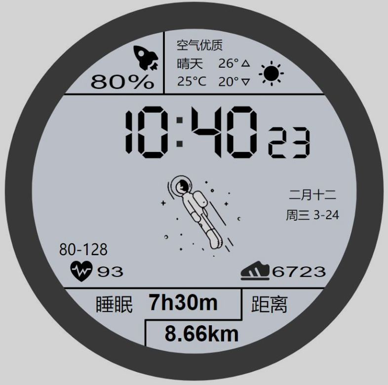 最近非常火的网红华为太空人表盘GT2 源码-云创智库