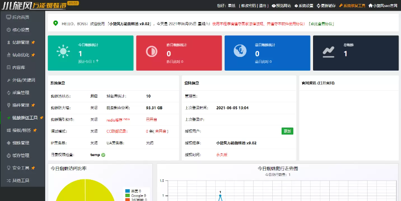 小旋风万能蜘蛛池 x9.02完美破解版/站长必备SEO/永久使用/带教程-云创智库