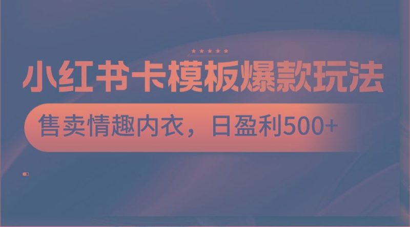 小红书卡模板爆款玩法，售卖情趣内衣，日盈利500+-云创智库