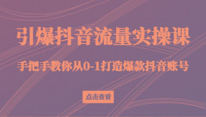 引爆抖音流量实操课，手把手教你从0-1打造爆款抖音账号(27节课)-云创智库