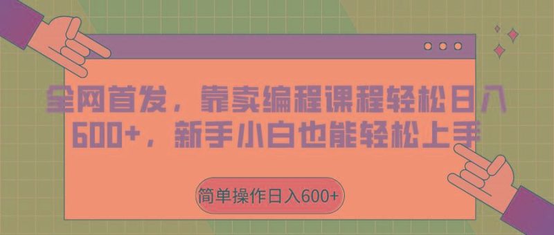 全网首发，靠卖编程课程轻松日入600+，新手小白也能轻松上手-云创智库