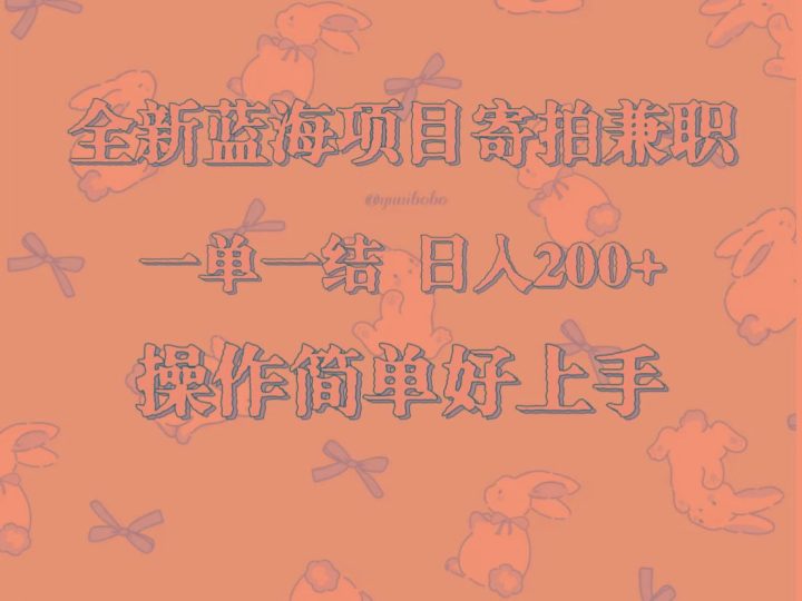 全新蓝海项目寄拍兼职，日入200+，操作简单好上手。-云创智库