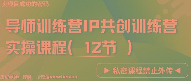 导师训练营3.0IP共创训练营私密实操课程(12节)-卖项目的密码成功秘诀-云创智库