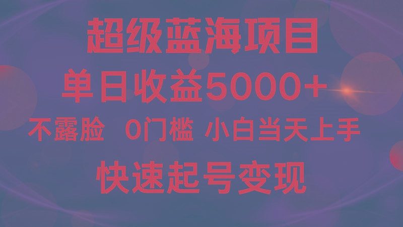 2024超级蓝海项目 单日收益5000+ 不露脸小游戏直播，小白当天上手，快手起号变现-云创智库