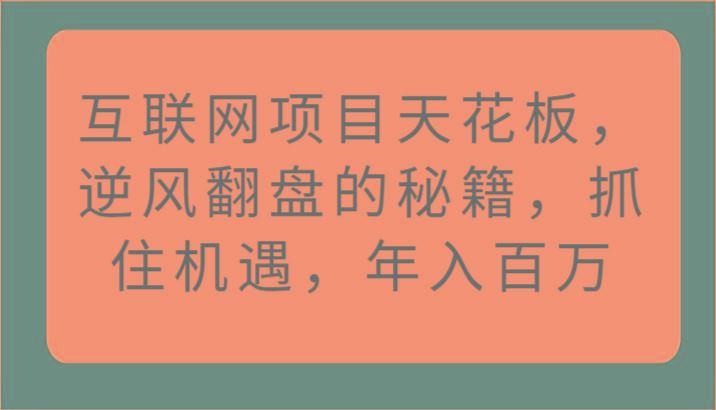 互联网项目天花板，逆风翻盘的秘籍，抓住机遇，年入百万-云创智库