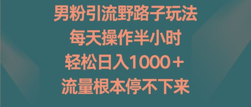 男粉引流野路子玩法，每天操作半小时轻松日入1000＋，流量根本停不下来-云创智库