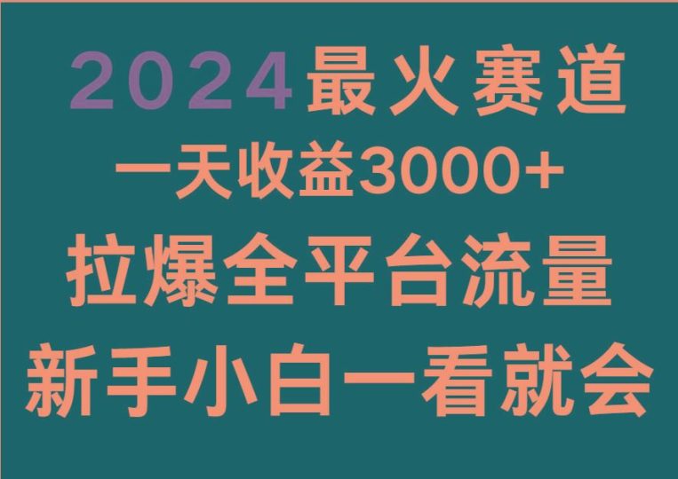2024最火赛道，一天收一3000+.拉爆全平台流量，新手小白一看就会-云创智库