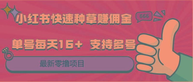 小红书快速种草赚佣金，零撸单号每天16+ 支持多号操作-云创智库