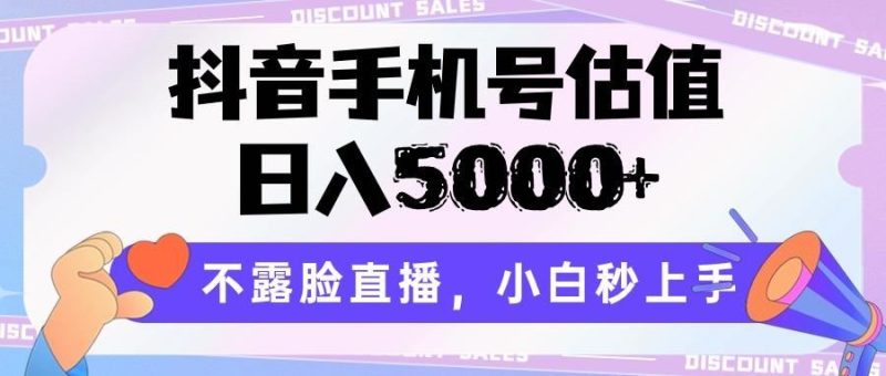 抖音手机号估值，日入5000+，不露脸直播，小白秒上手-云创智库