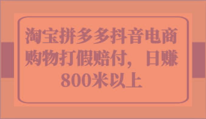 淘宝拼多多抖音电商购物打假赔付，日赚800米以上-云创智库