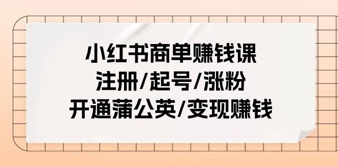 小红书商单赚钱课：注册/起号/涨粉/开通蒲公英/变现赚钱(25节课)-云创智库