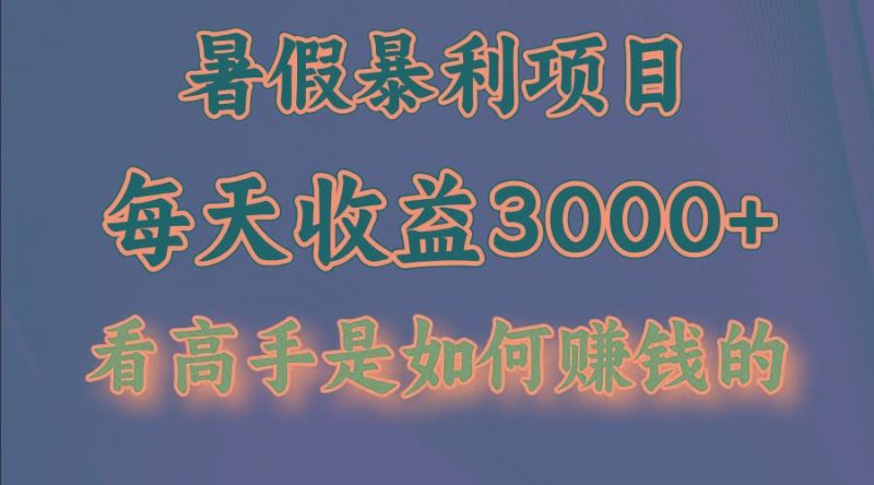 暑假暴力项目 1天收益3000+，视频号，快手，不露脸直播.次日结算-云创智库