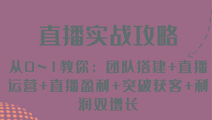 直播实战攻略 从0~1教你：团队搭建+直播运营+直播盈利+突破获客+利润双增长-云创智库