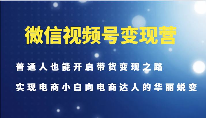 微信视频号变现营-普通人也能开启带货变现之路，实现电商小白向电商达人的华丽蜕变-云创智库