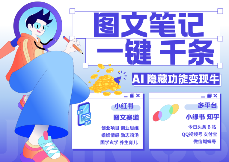 1键生成数千条图文 创业国学 秒生笔记 小红书小绿书图文 轻松引流 变现30000+-云创智库