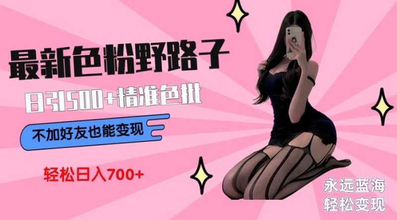 最新色粉变现野路子，日引500+老色批 可不加好友直接变现 小白轻松日入700+-云创智库