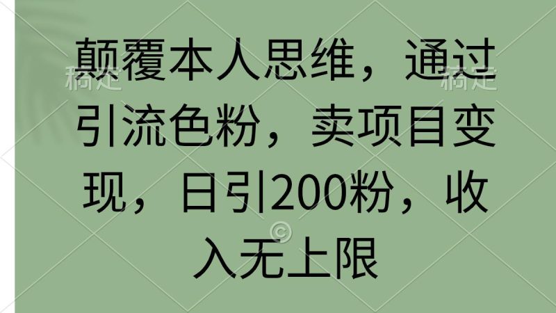 (9523期)颠覆本人思维，通过引流色粉，卖项目变现，日引200粉，收入无上限-云创智库