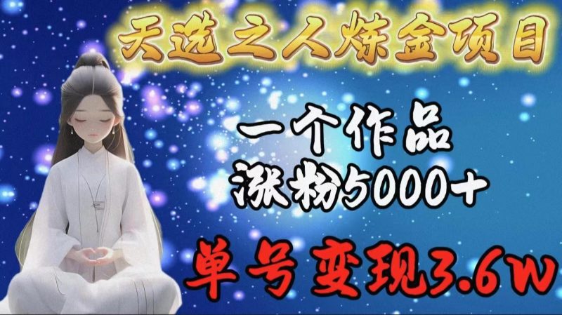 (9693期)天选之人炼金项目，一个作品涨粉5000+，单号变现3.6w-云创智库