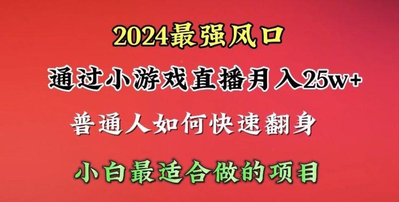 (10020期)2024年最强风口，通过小游戏直播月入25w+单日收益5000+小白最适合做的项目-云创智库