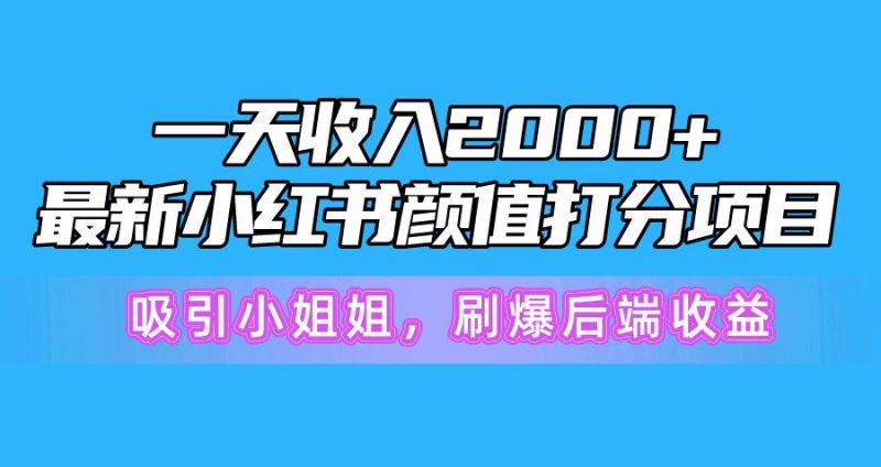 一天收入2000+，最新小红书颜值打分项目，吸引小姐姐，刷爆后端收益-云创智库