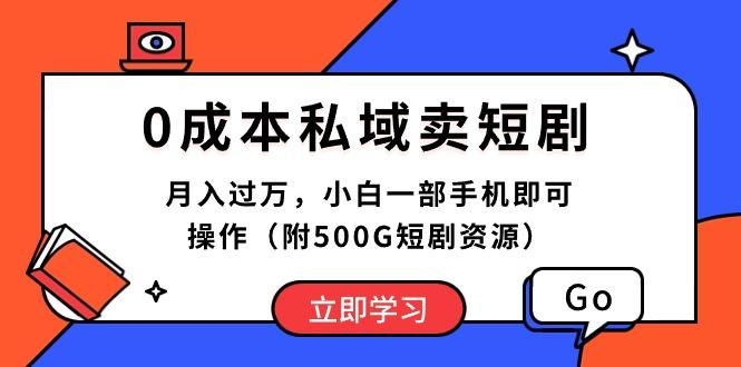 0成本私域卖短剧，月入过万，小白一部手机即可操作(附500G短剧资源-云创智库