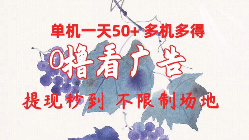 0撸看广告 单机一天50+多机多得 提现秒到 不限制场地操作-云创智库