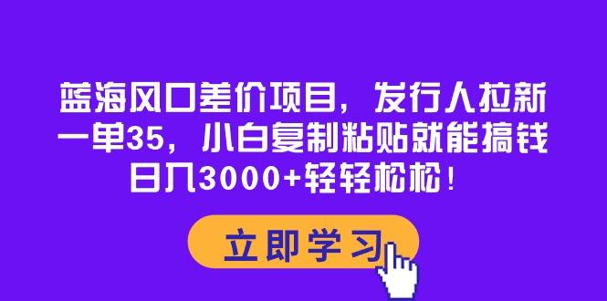 蓝海风口差价项目，发行人拉新，一单35，小白复制粘贴就能搞钱！日入30…-云创智库