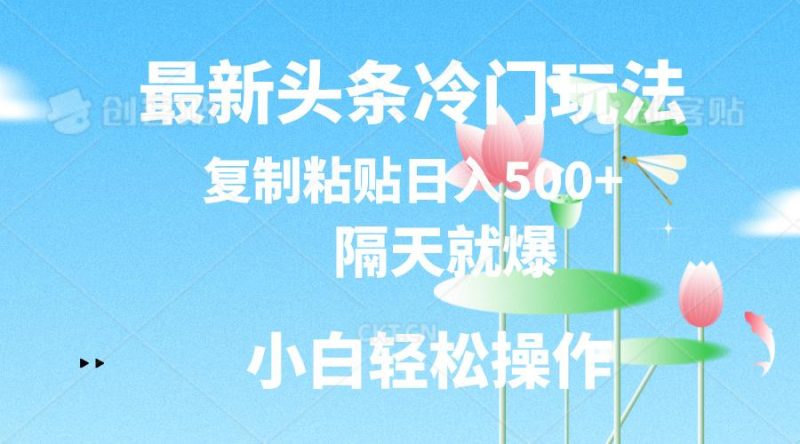 最新头条冷门玩法，隔天就爆，复制粘贴日入500+-云创智库