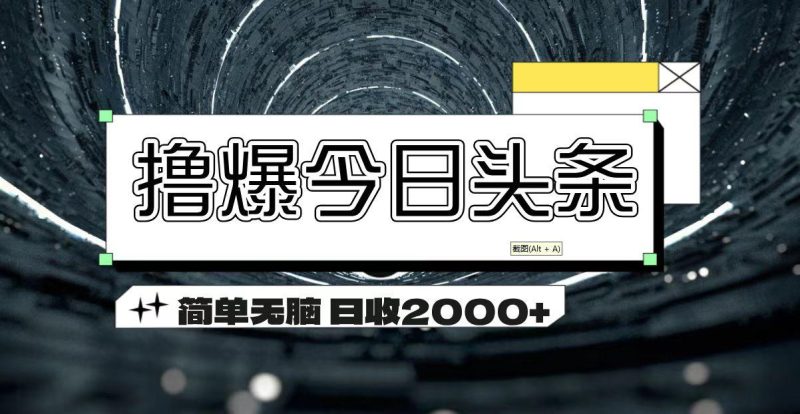 撸爆今日头条 简单无脑操作 日收2000+-云创智库