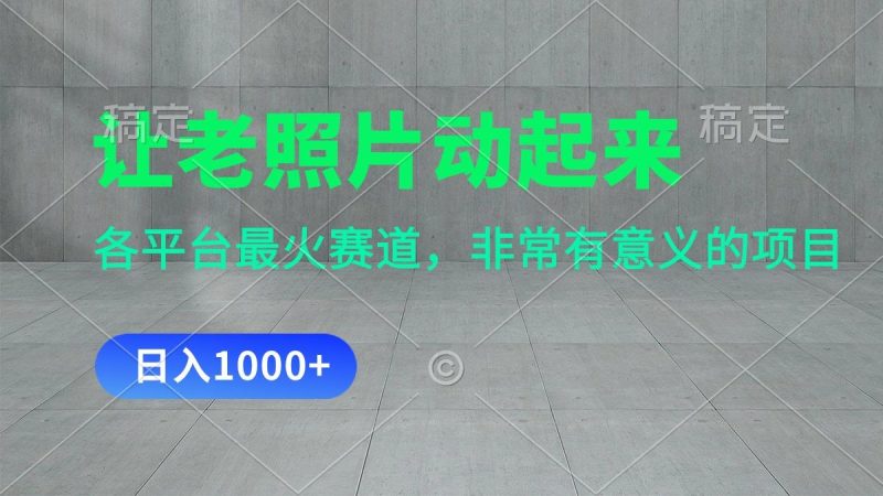 让老照片动起来，一天变现1000+，各平台最火赛道，看完就会-云创智库