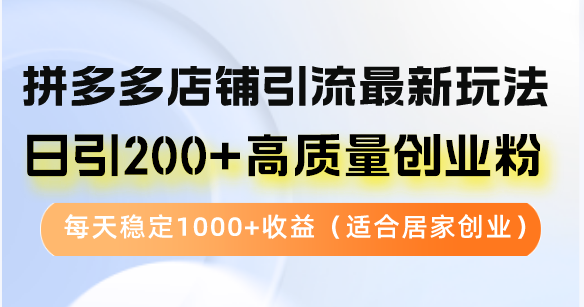 拼多多店铺引流最新玩法，日引200+高质量创业粉，每天稳定1000+收益(…-云创智库