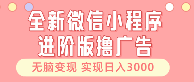 全新微信小程序进阶版撸广告 无脑变现睡后也有收入 日入3000＋-云创智库