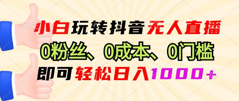 小白玩转抖音无人直播，0粉丝、0成本、0门槛，轻松日入1000+-云创智库