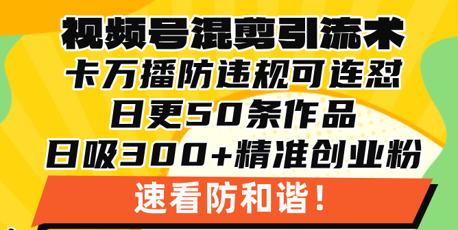 视频号混剪引流技术，500万播放引流17000创业粉，操作简单当天学会-云创智库
