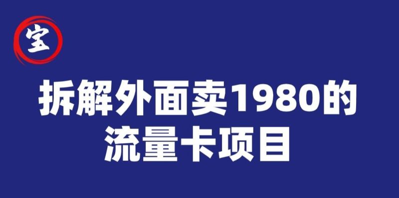 宝哥拆解外面卖1980手机流量卡项目，0成本无脑推广-云创智库