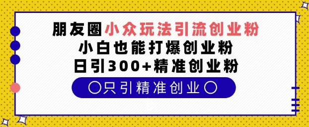 朋友圈小众玩法引流创业粉，小白也能打爆创业粉，日引300+精准创业粉【揭秘】-云创智库
