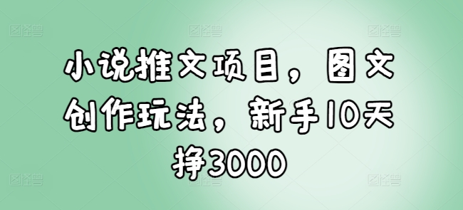 小说推文项目，图文创作玩法，新手10天挣3000-云创智库
