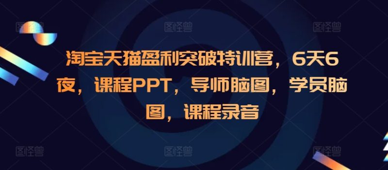 淘宝天猫盈利突破特训营，6天6夜，课程PPT，导师脑图，学员脑图，课程录音-云创智库