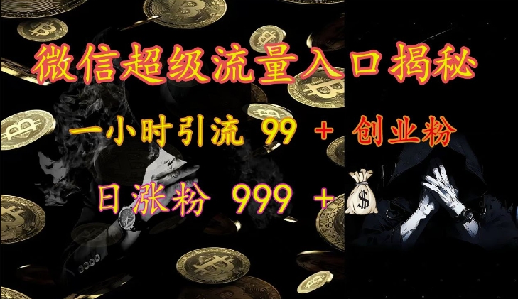 微信超级流量入口揭秘：一小时引流 99 + 创业粉，日涨粉 999 +-云创智库