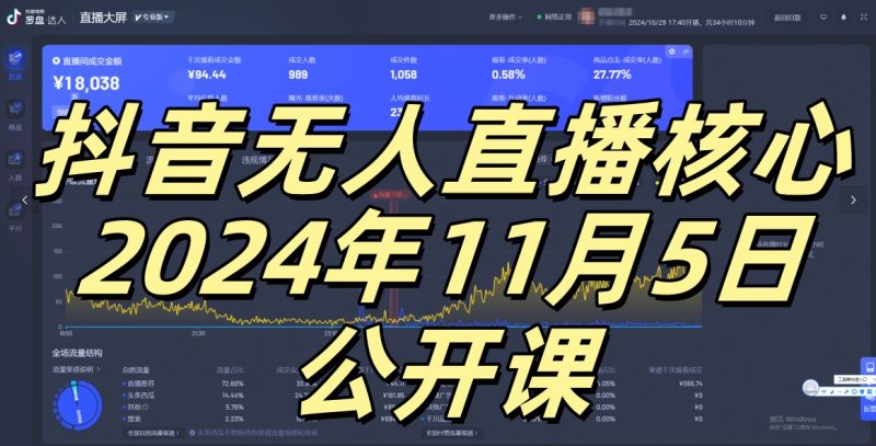 抖音无人直播核心公开课，咸鱼翻身小白可做带有睡后收入月入过万太简单【揭秘】-云创智库