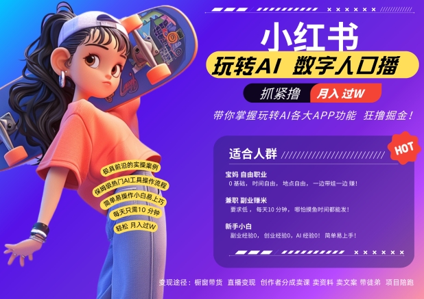 小红书数字人暴力起号，AI改写文案，再也不用费劲录口播，流量火爆月入破W轻松拿捏-云创智库