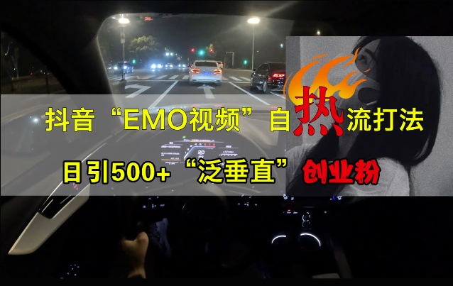 抖音EMO视频自热打法，日引500+“泛垂直”创业粉-云创智库