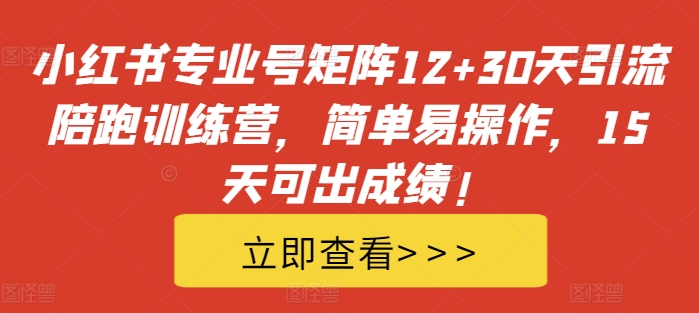 小红书专业号矩阵12+30天引流陪跑训练营，简单易操作，15天可出成绩!-云创智库