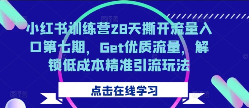 小红书训练营28天撕开流量入口第七期，Get优质流量，解锁低成本精准引流玩法-云创智库