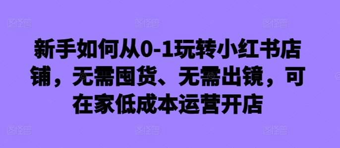 新手如何从0-1玩转小红书店铺，无需囤货、无需出镜，可在家低成本运营开店-云创智库