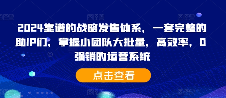 2024靠谱的战略发售体系，一套完整的助IP们，掌握小团队大批量，高效率，0 强销的运营系统-云创智库