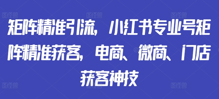 矩阵精准引流，小红书专业号矩阵精准获客，电商、微商、门店获客神技-云创智库
