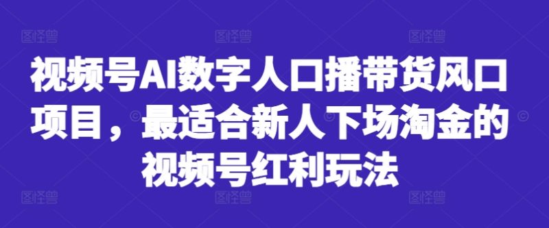 视频号AI数字人口播带货风口项目，最适合新人下场淘金的视频号红利玩法-云创智库