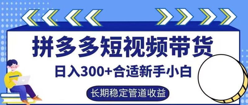 拼多多短视频带货日入300+有长期稳定被动收益，合适新手小白【揭秘】-云创智库